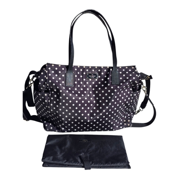 Kate Spade Kaylie Polka Dot Tote Diaper Baby Bag Work Travel Satchel Large - Picture 1 of 16